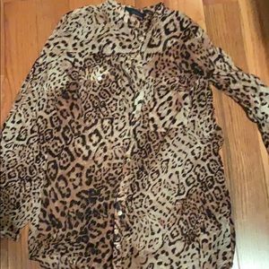 Zara leopard print button down shirt